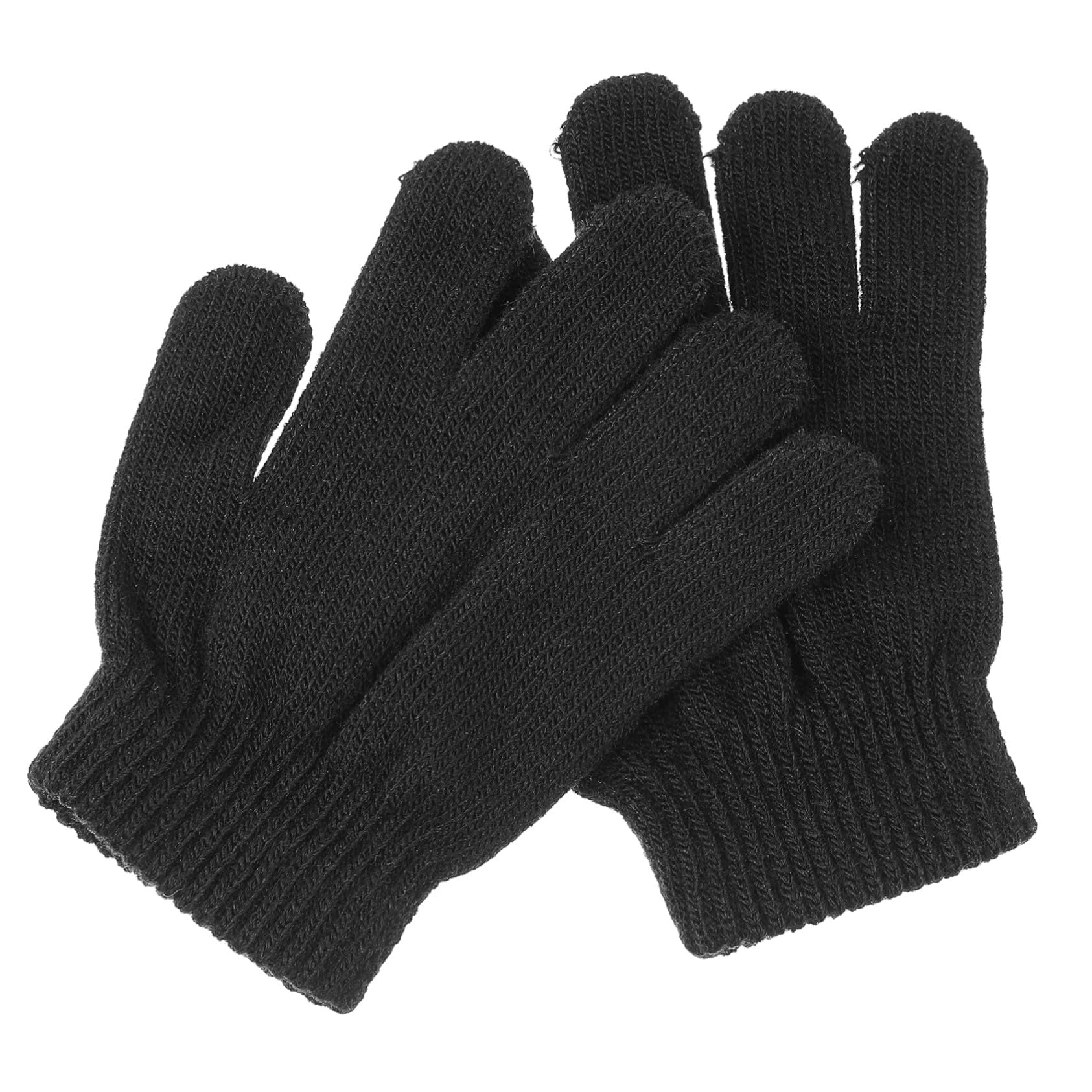 Guantes Infantiles Cálidos de Punto para Invierno Guantes de Cinco Dedos Elásticos para Sólido Cómodos y Lavables
