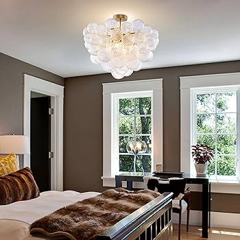 BeyPan Semi Flush Mount Bubble Ball Chandelier 24