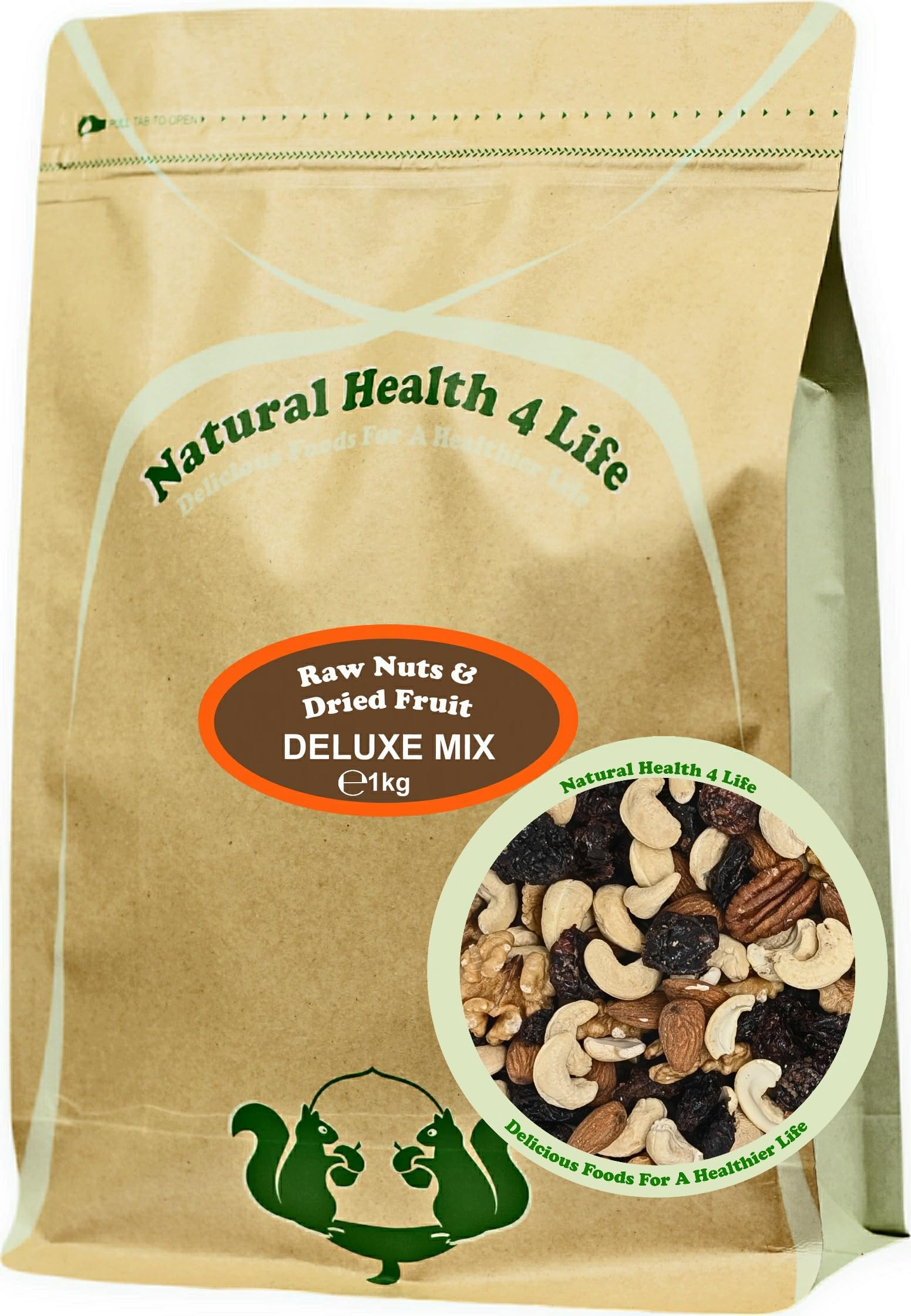 Natural Health 4 Life Snack Nut Fruit Mixed Fruit and Nut (Walnuts, Almonds, Cashews, Pecans, Flame Raisins) 1 kg in Resealable Pouch (1 Pouch)