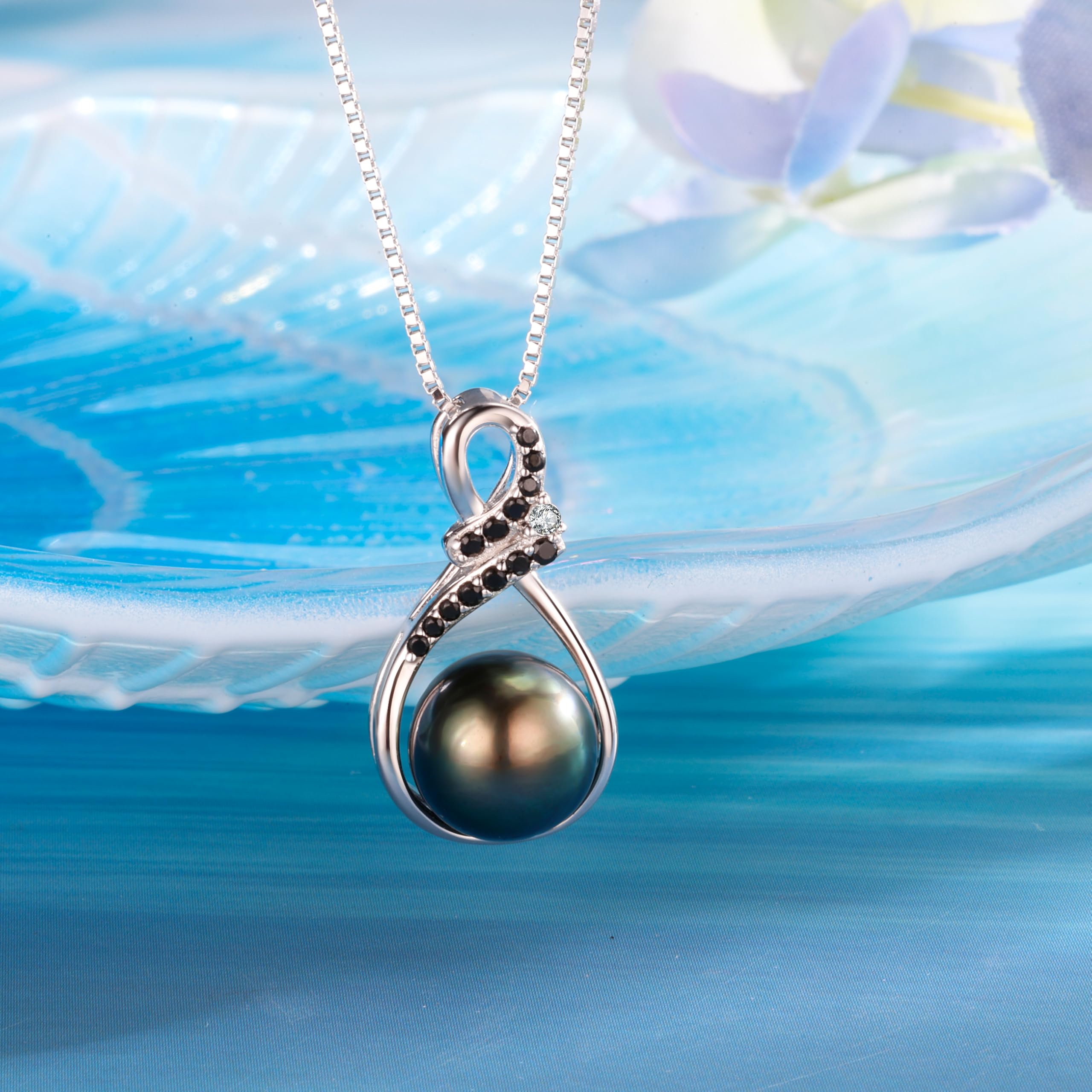 Regalos para mujer, esposa, collar de perlas negras tahitianas, regalo para esposa, boda, cumpleaños, aniversario, joyería, día de la madre, regalos para mamá, Navidad, día de San Valentín