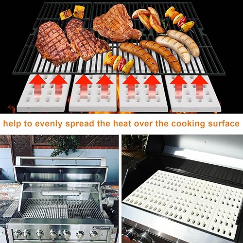 Miniatura 8 de GasSaf - Recambio de ladrillo de cerámica para barbacoas Galore Grand Turbo, Grand Hall, Membres Mark Grills, 4 paquetes de placas térmicas de