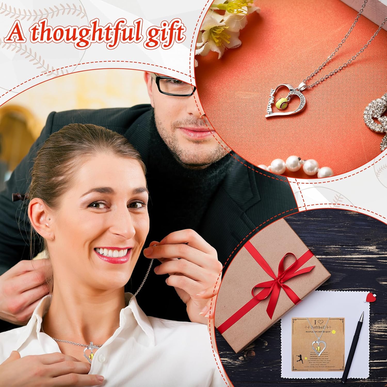 Softball/Baseball Necklace Gifts for Women Mom, 16+3 Inch Adjustable Chain Sports Pendant Jewelry Gifts - Image 5