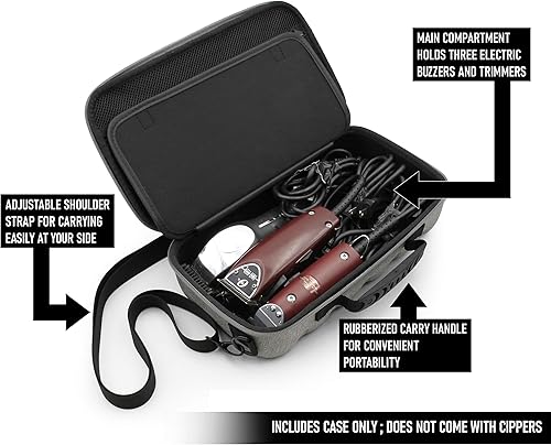 Miniatura 6 de CASEMATIX Estuche para cortapelos con capacidad para tres cortadoras eléctricas, timbres de pelo, recortadoras, rematadores en T, estuche de viaje