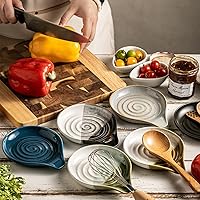 Vista 8 de Soporte para cucharas, soporte de cuchara de cerámica para encimera de cocina, cocina de granja, soporte grande para utensilios para cucharas, Azul