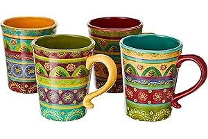 Certified International Tunisian Sunset Ceramic Colorful Mugs (Set of 4)
