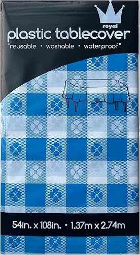 Miniatura 11 de ROYAL7 - Paquete de 3 manteles rectangulares de plástico desechables para picnic, cumpleaños, barbacoa, fiesta, boda