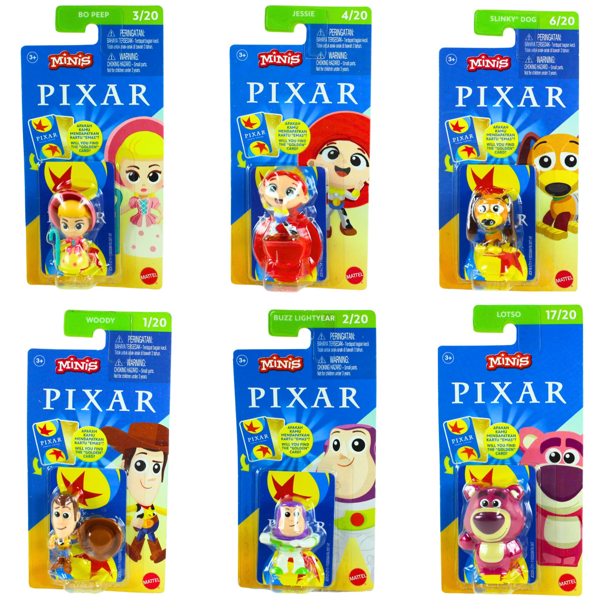 Disney Pixar Mini's 2.5" 6cm Collectible Character Play Figures Toy Story, Incredibles & Monsters Inc - (Toy Story 6 Pack Set 1)