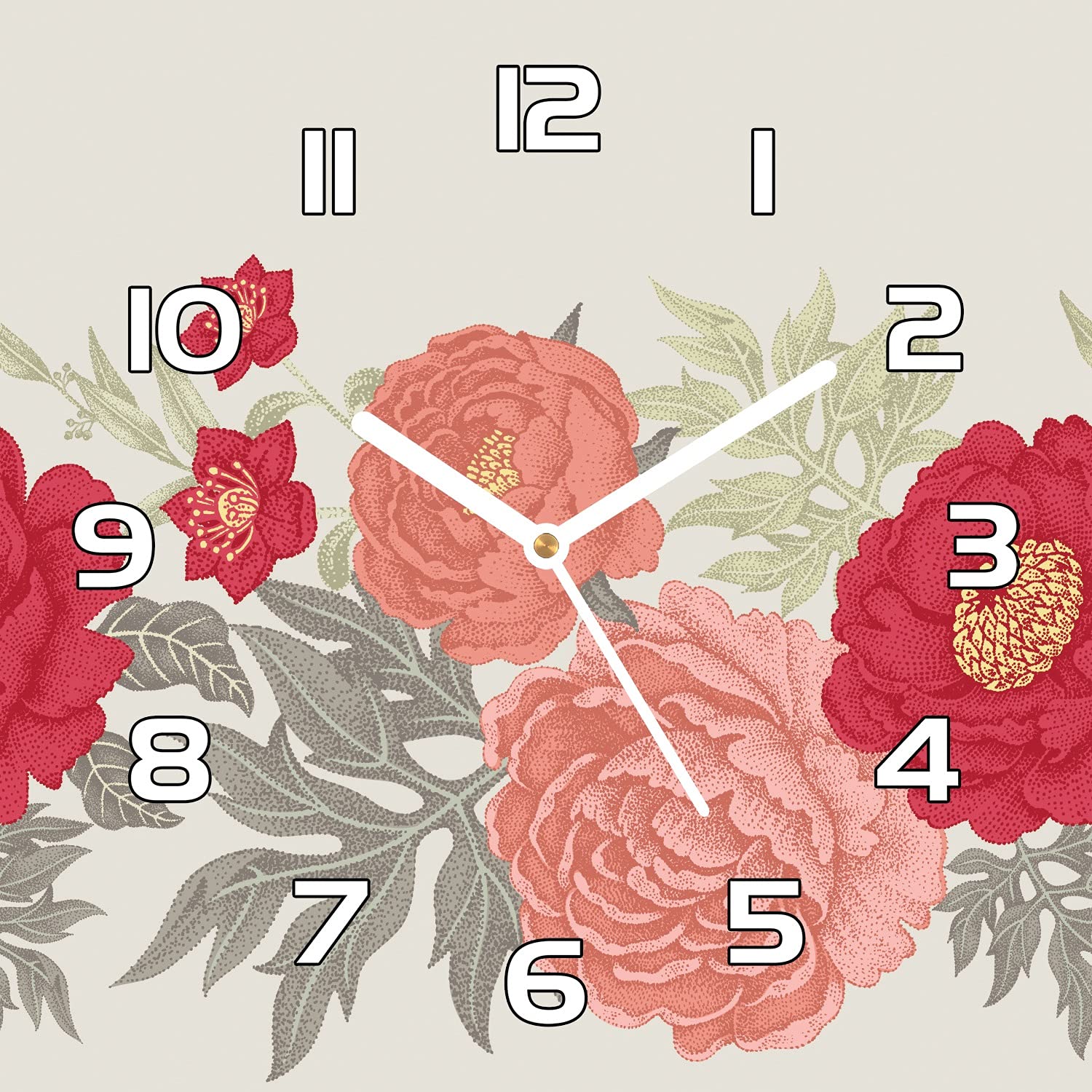 Horloge Murale Cuisine et Salon Vintage Pivoine Fleurie