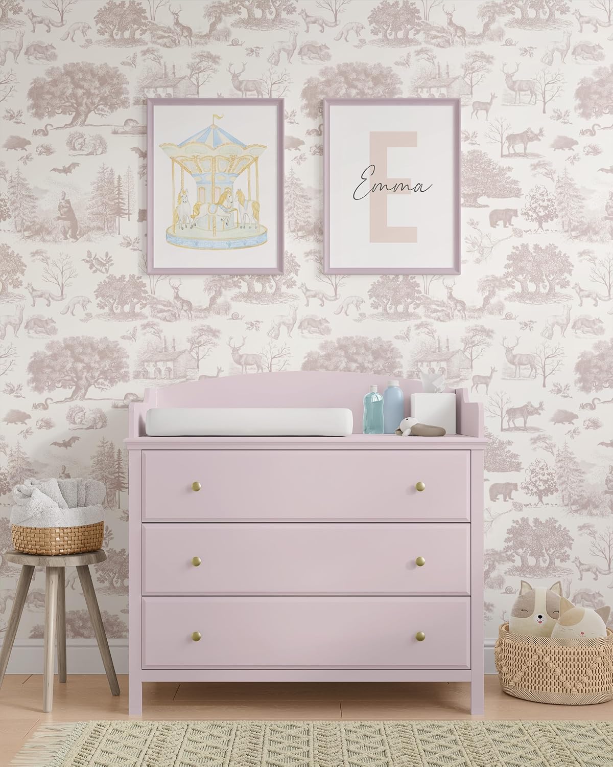 RollsRolla Woodland Modern Forest Peel and Stick Wallpaper - Beige Neutral Botanical, Self-Adhesive, Renter-Friendly Removable Wallpaper for Living Room, Bedroom, and Nursery (Taupe Gray)