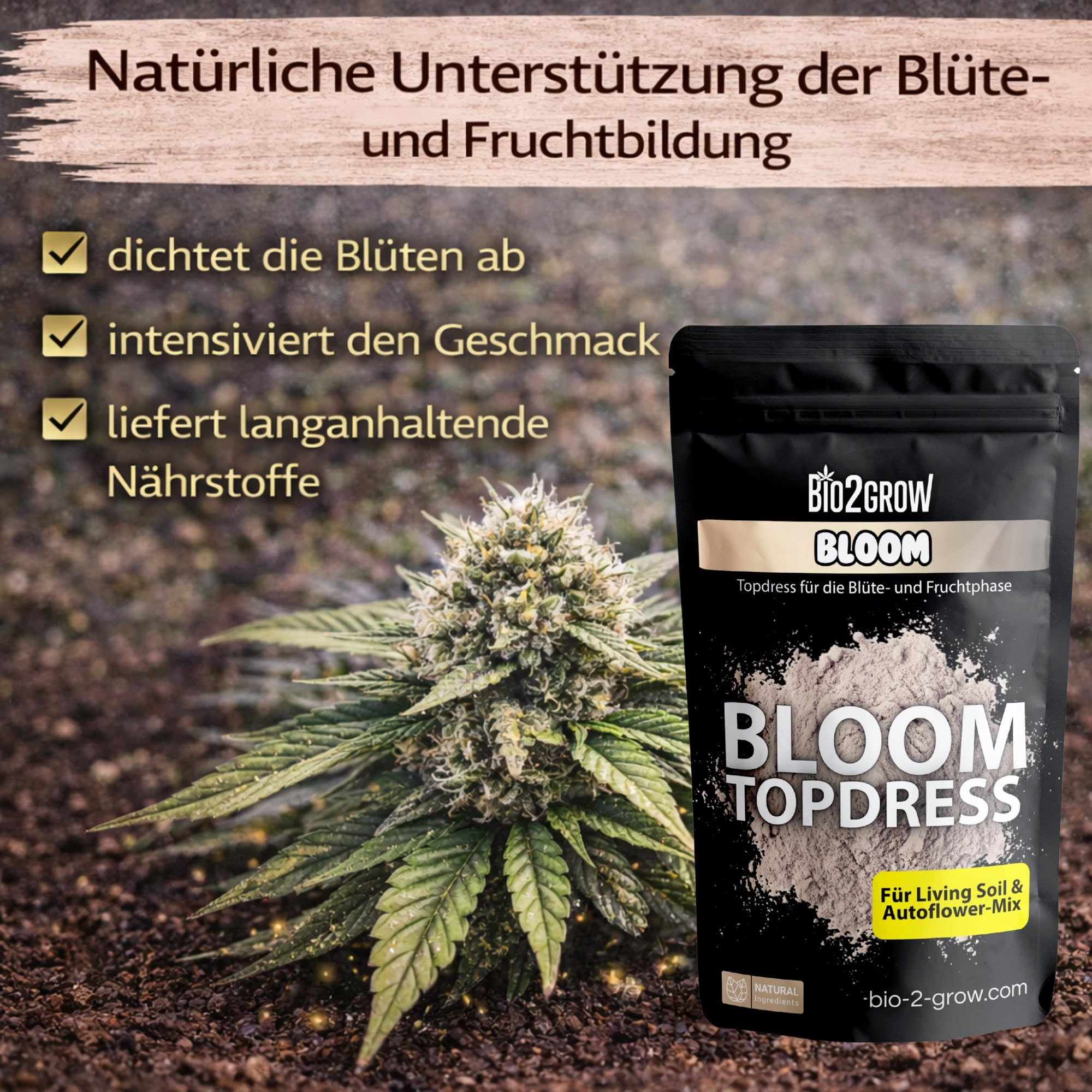 BLOOM Topdress 2750g - Organischer Blüten Dünger für Living Soil & Autoflower Erde mit Langzeitwirkung Einfach aufstreuen