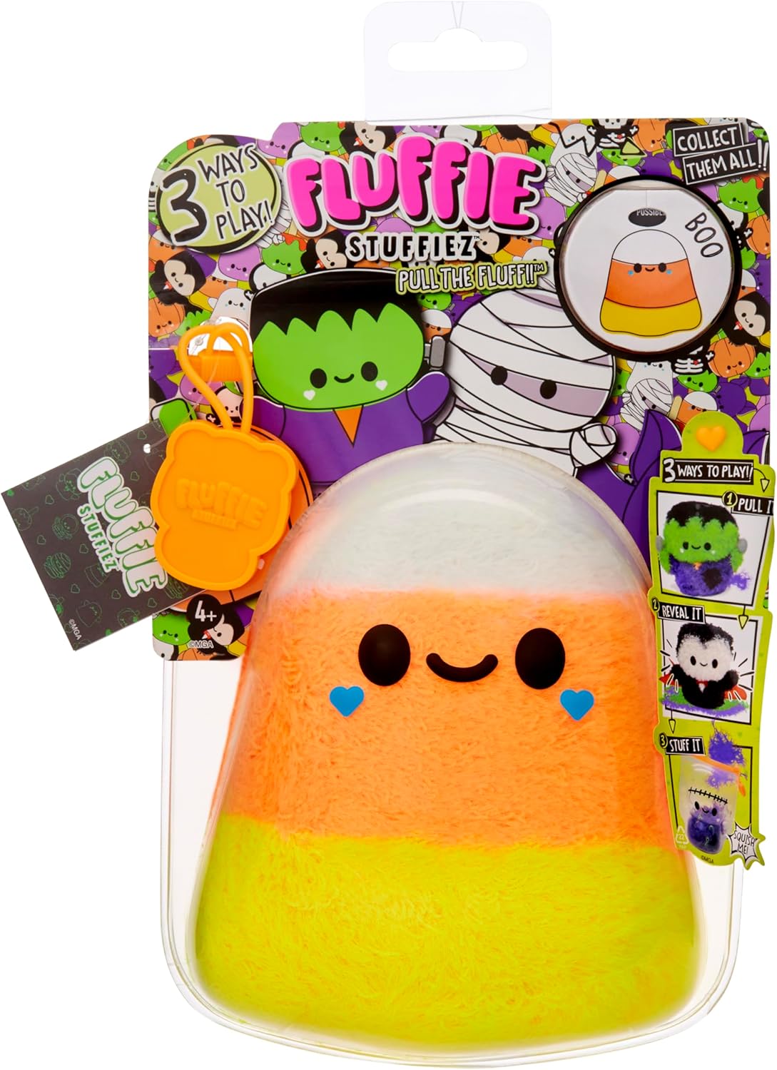 Fluffie Stuffiez Halloween Candy Corn Small Collectible Feature Plush, Surprise Reveal Unboxing with Huggable ASMR Fidget DIY Fur Pulling, Ultra Soft Fluff
