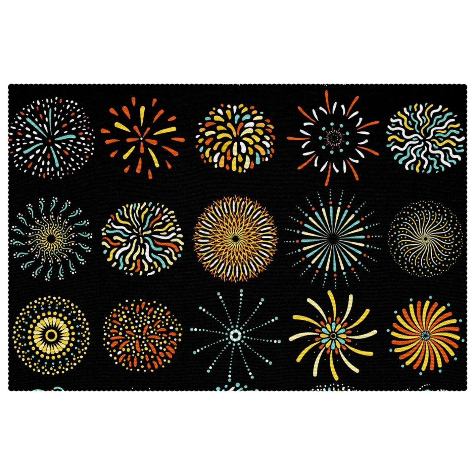 Sets de table résistants à la chaleur et lavables motif feu d'artifice