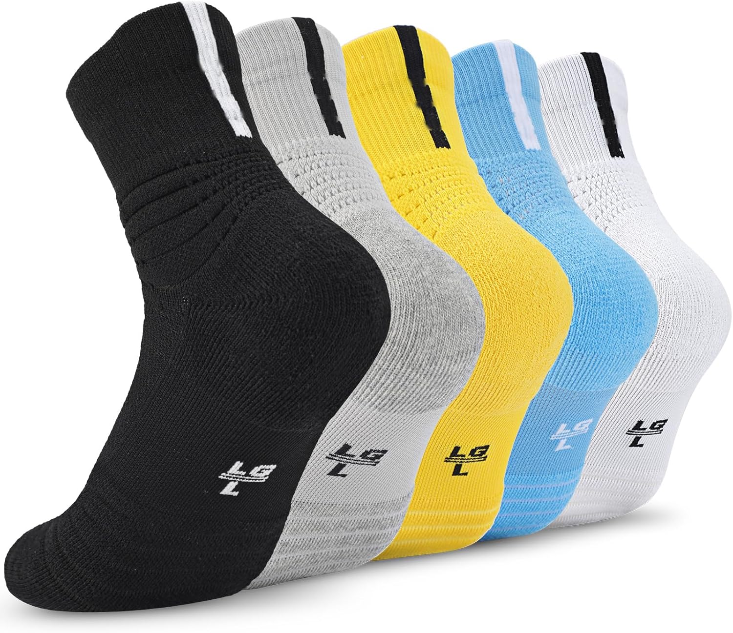 Basketball Socks for Men & Boys, Cushioned Athletic Sports Crew Socks for Youth Adult