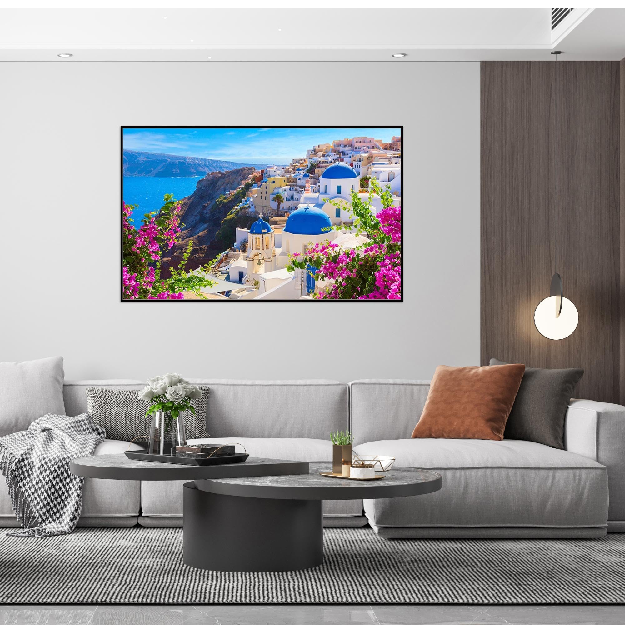 Stadt Leinwandbild Landschaftsbilder-Panorama Bild auf Leinwand-Stadt Gebäude-Schwarzer Rahmen Wandbilder für Wohnzimmer 20x30cm-8x12in