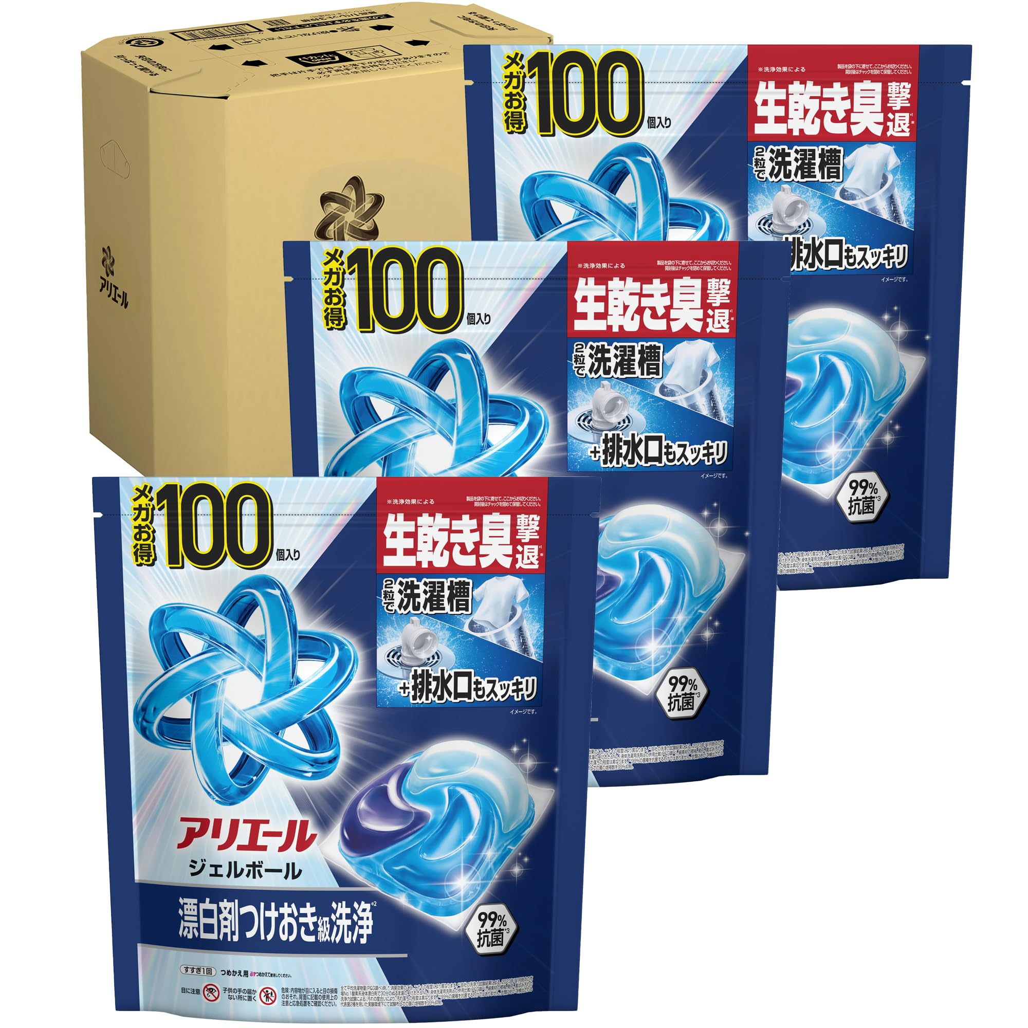 Amazon.co.jp: アリエール ジェルボール【ケース品】大容量 100個×3袋