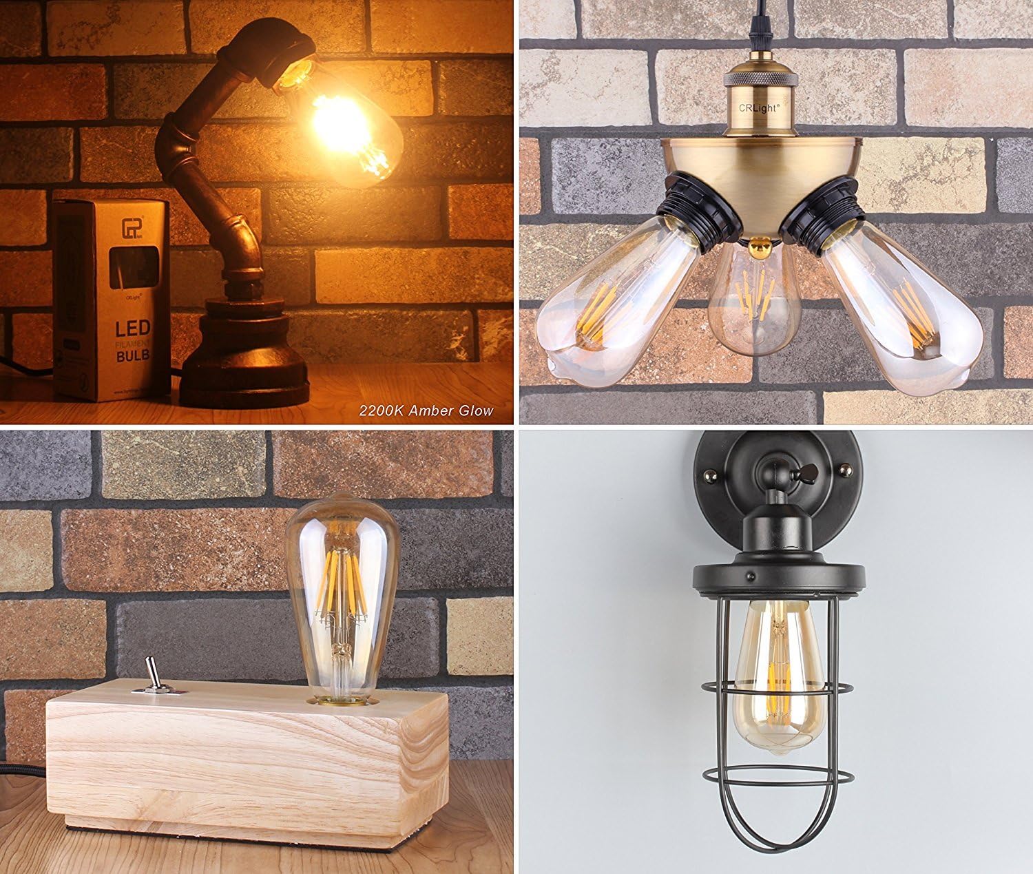 NOTOC LED Edison Bulb 4W,Antique 40W Vintage Edison Bulb,E26 Light Bulb Non Dimmable Led Bulb 450 Lumens 2300K Amber Warm,Pack of 12