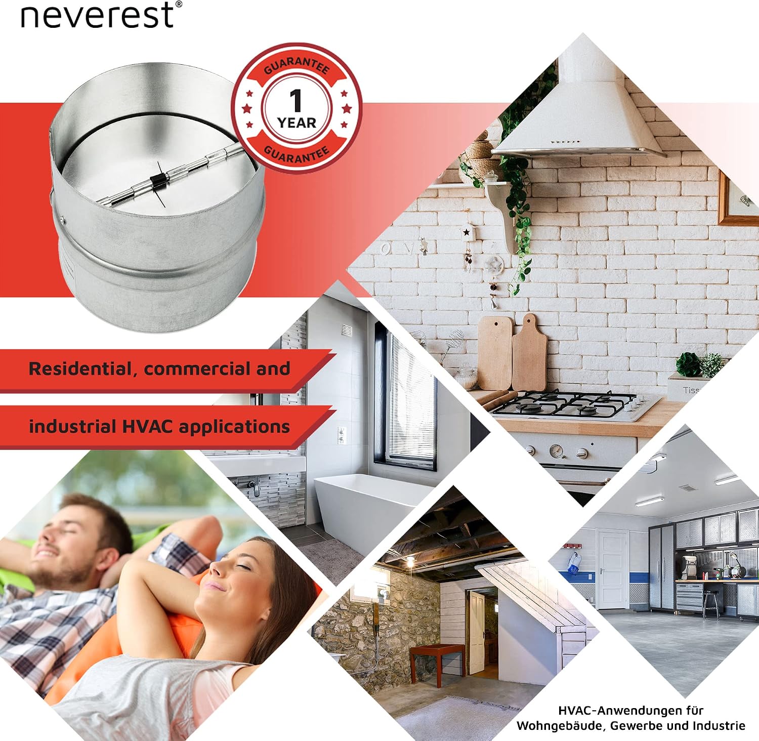 neverest® RK 4" Professional Backdraft Shutter Damper Connector Duct | Backdraft Shutter Damper Connector Duct Fits Only with Metal Ducts