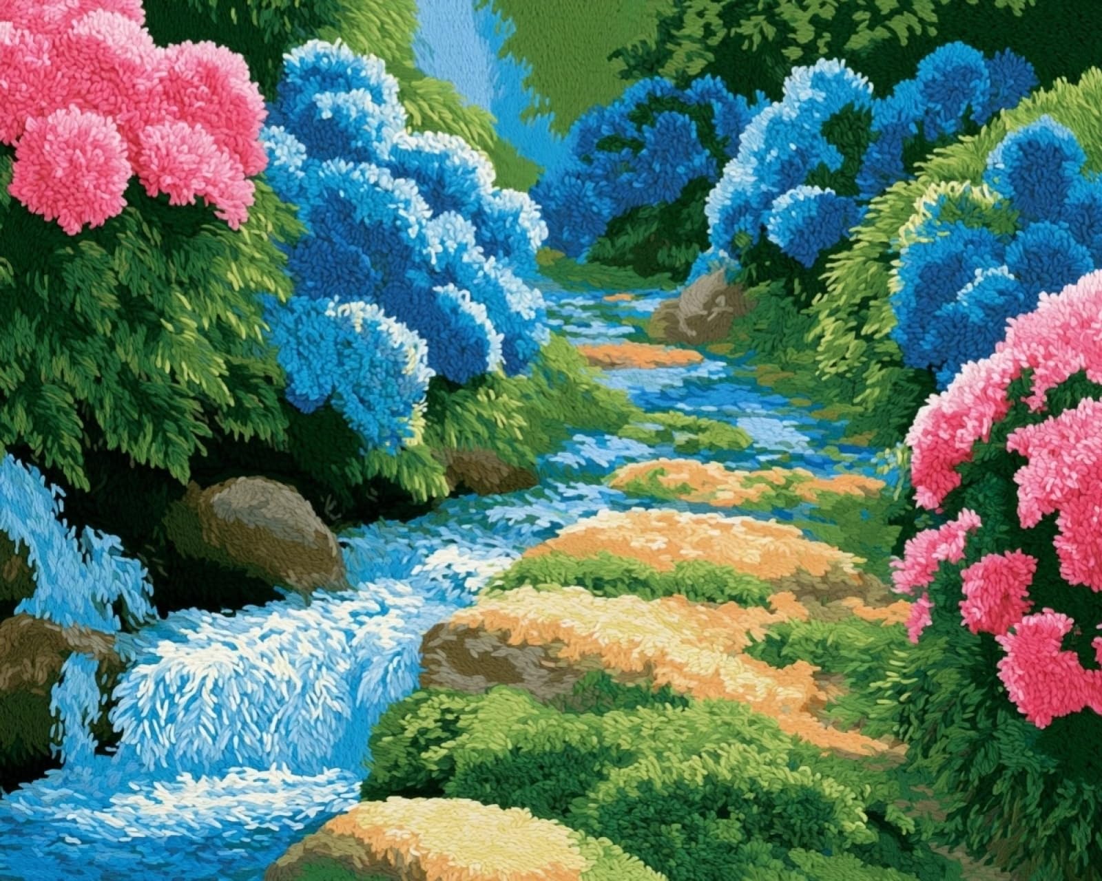 Wallphantom Stream Hydrangea Diy Latch Hook Rug Kits For Adults,