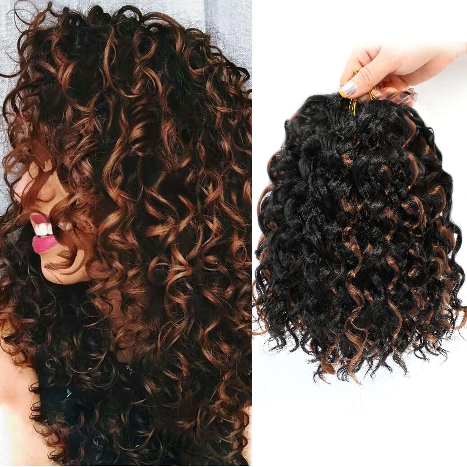 Gogo Curl Crochet Hair 8 Inch Short Curly Crochet Hair for Black Women Beach Curl Water Wave Curly Crochet Braids Hair, Deep Wave Synthetic Braiding