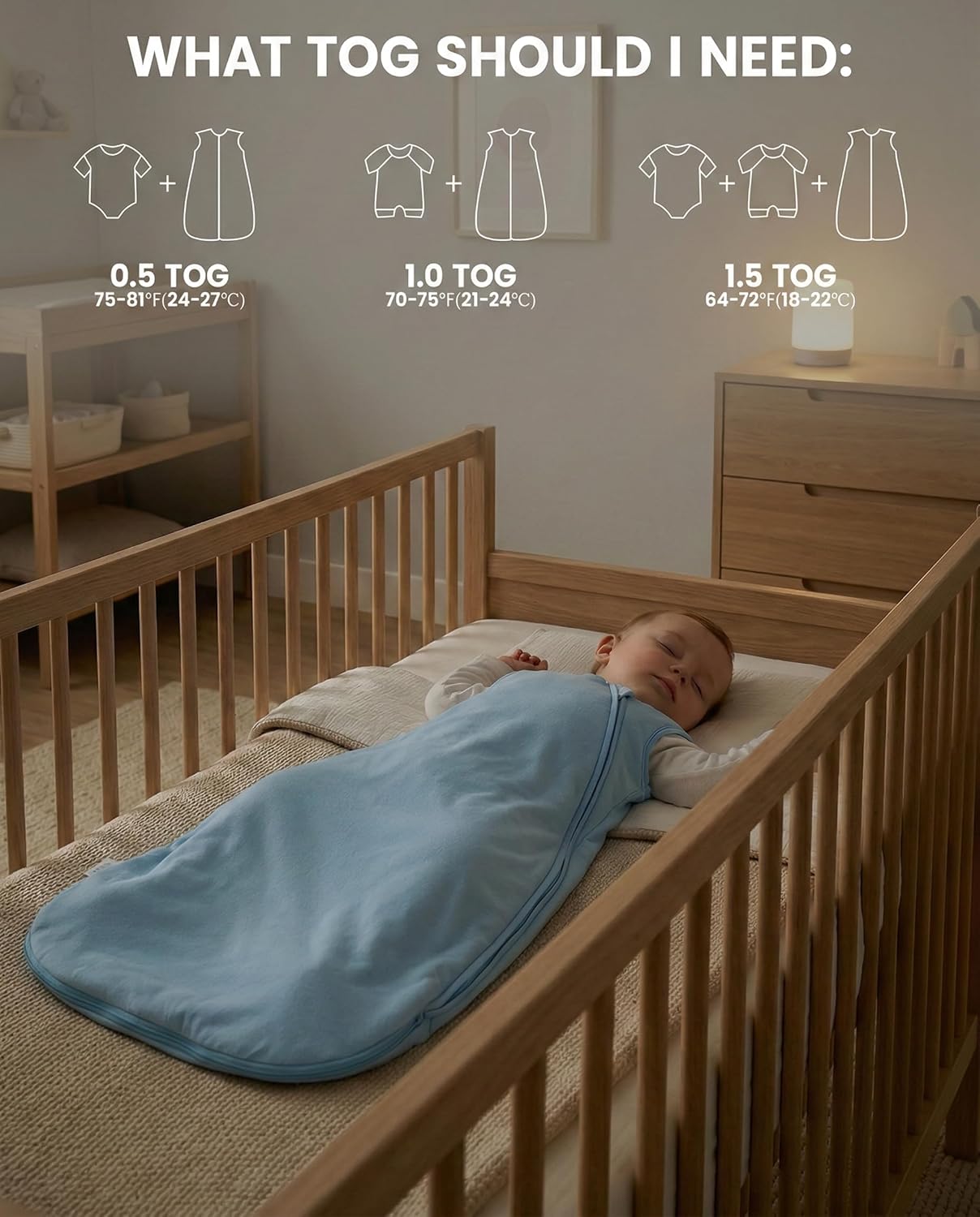 WYTbaby 2 Pack Baby Sleep Sack 1.0 TOG, 100% Cotton Wearable Blanket, 2-Way Zipper Baby Sleeping Bag, 6-12 Months