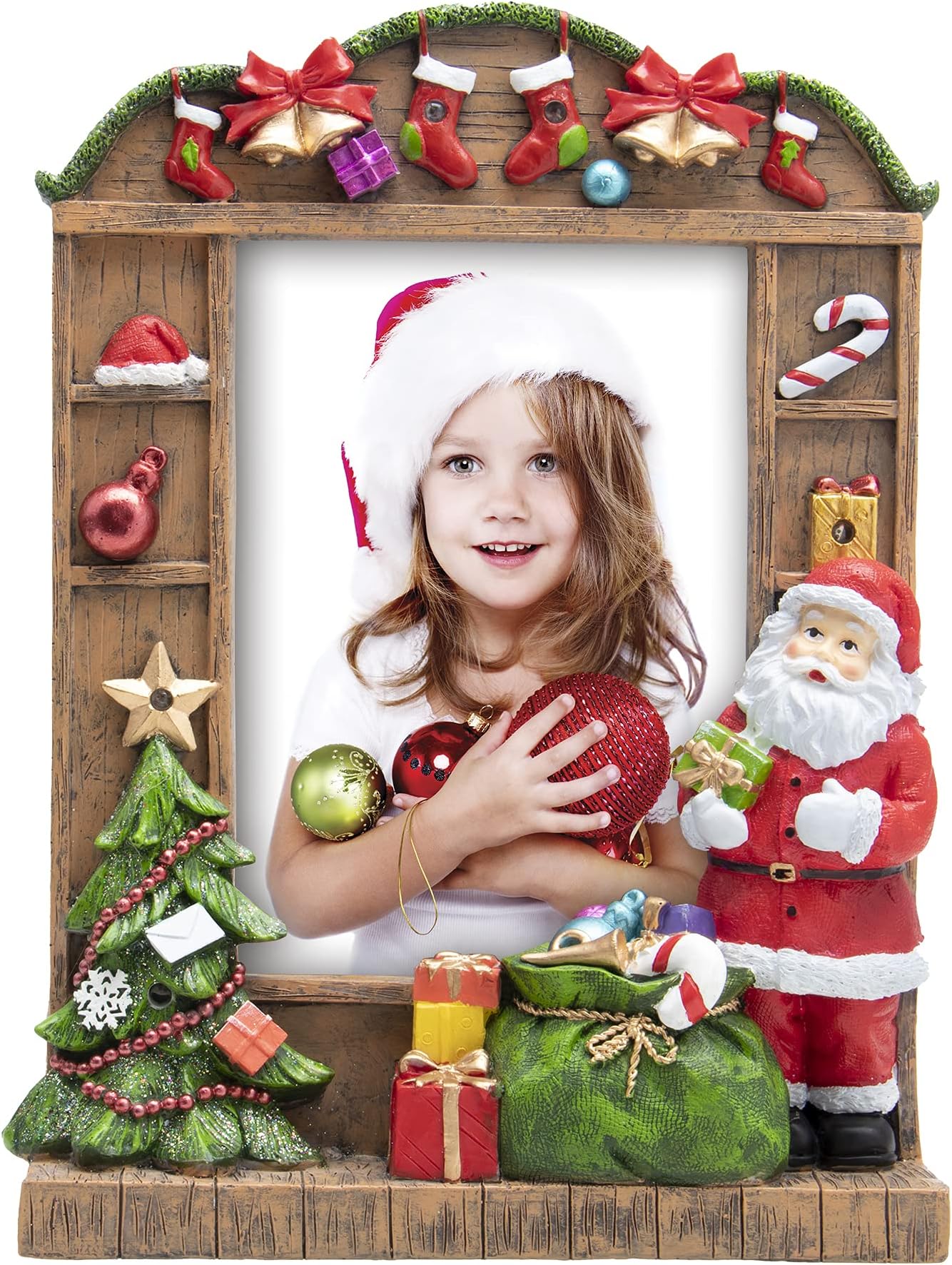 Light Up Santa Christmas Resin Picture Frame