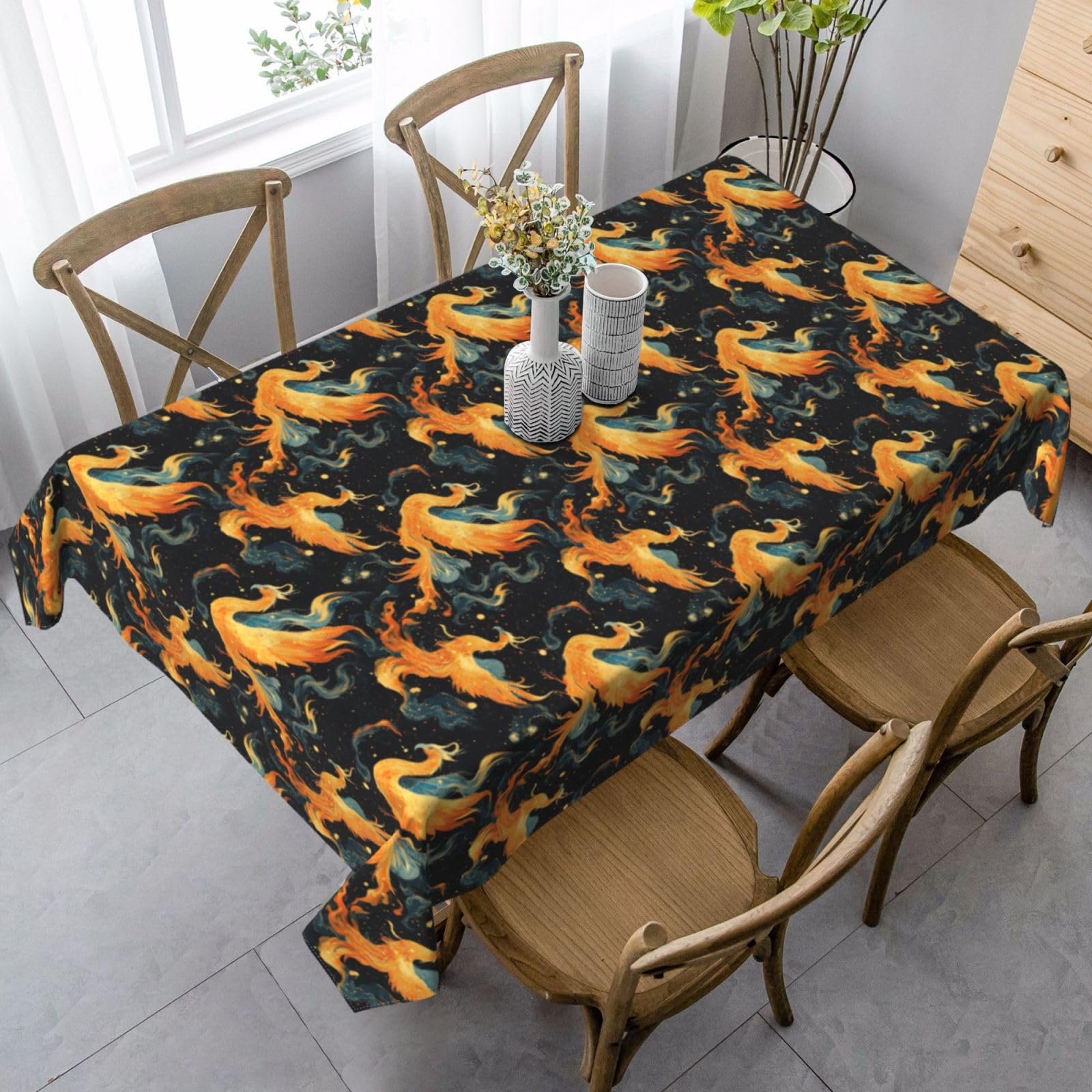 Nappe phénix rectangulaire 137x183cm réutilisable pour table de salle à manger et pique-nique