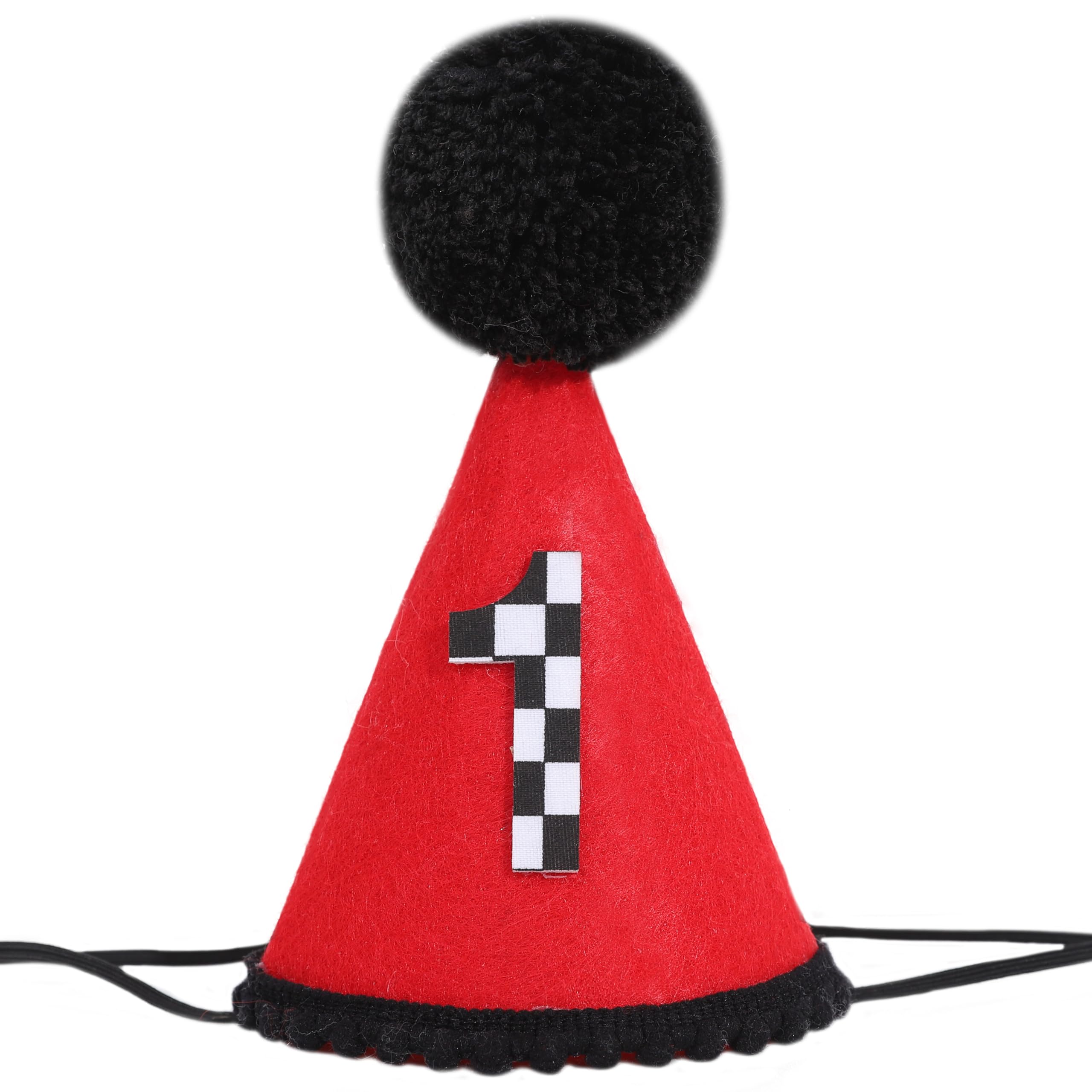 Jissoo Race Car 1st Birthday Hat - Two Fast Birthday Decorations,Red Vintage Racing Cone Hat,Half Cake Smash Photo Props