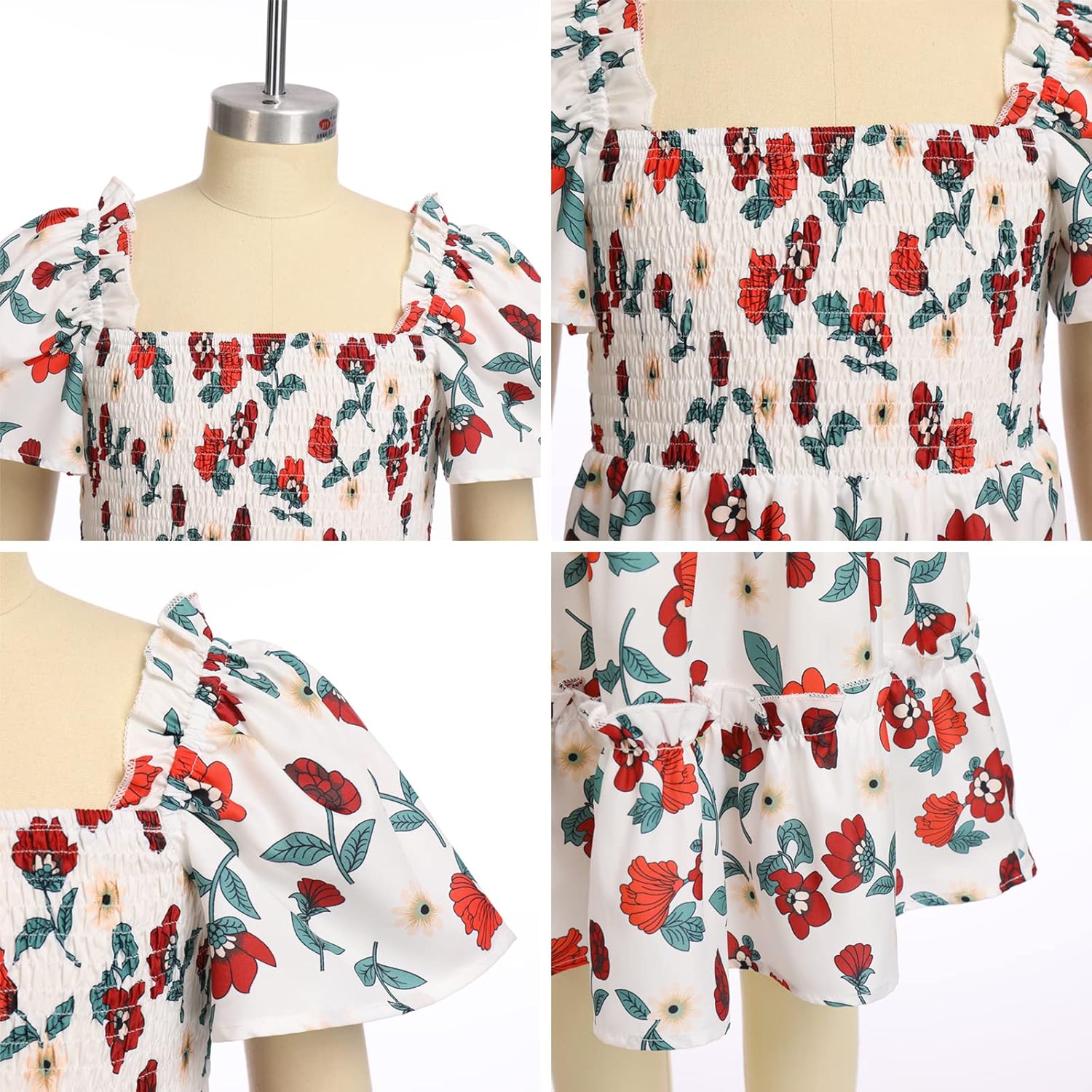 Mommy and Me Dress Summer Casual Boho Floral A-Line Ruffled Flowy Beach Hawaiian Vacation Maxi Dress - Image 5