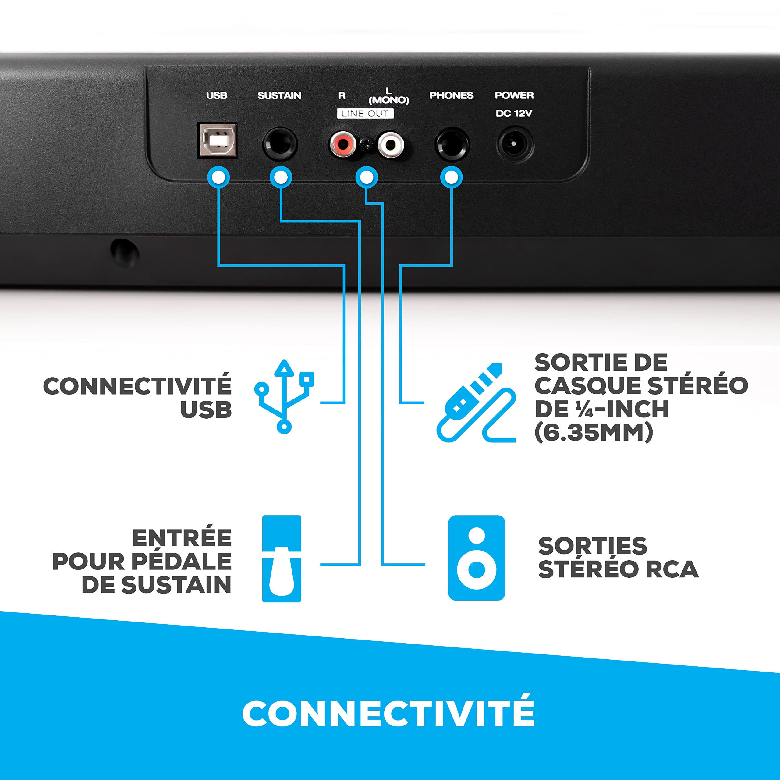 Alesis Recital - Piano Numérique/Clavier de 88 Touches Semi-Lestées de Taille Authentique & M-Audio SP-2 - Pédale de Sustain Universelle de Type Piano pour des Claviers Électroniques