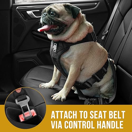 Miniatura 3 de OneTigris REX - Arnés de chaleco de seguridad para perros, arnés ajustable para mascotas con correa para perros medianos y grandes (negro, M)