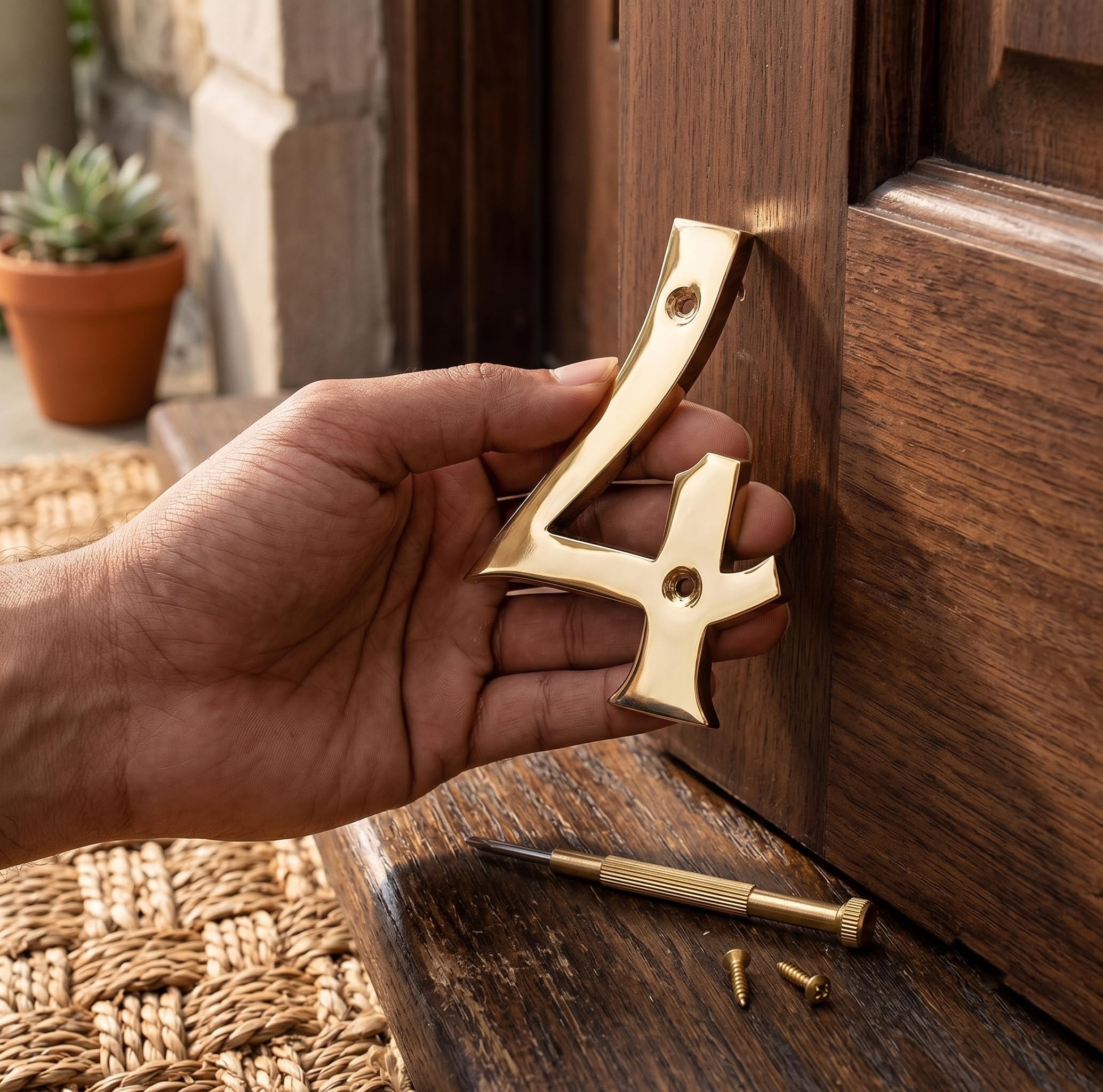 ESPLANADE Brass House Hotel Door Number 4 Inch - No 4 (Four) — Amazon image 3