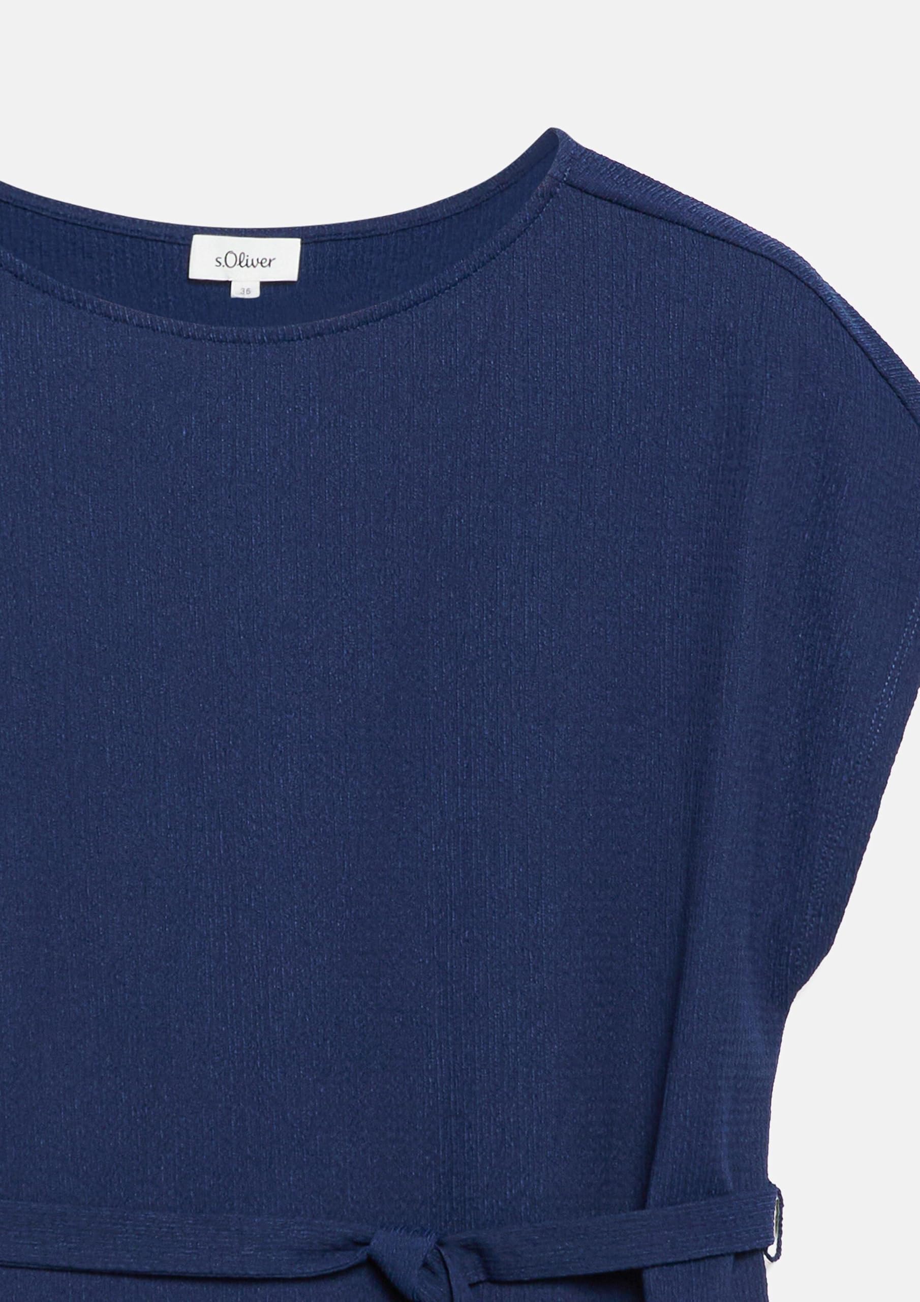 s.Oliver Damen Jersey-Kleid – Relaxed Fit, Rundhalsausschnitt, überschnittene Schultern, Bindegürtel