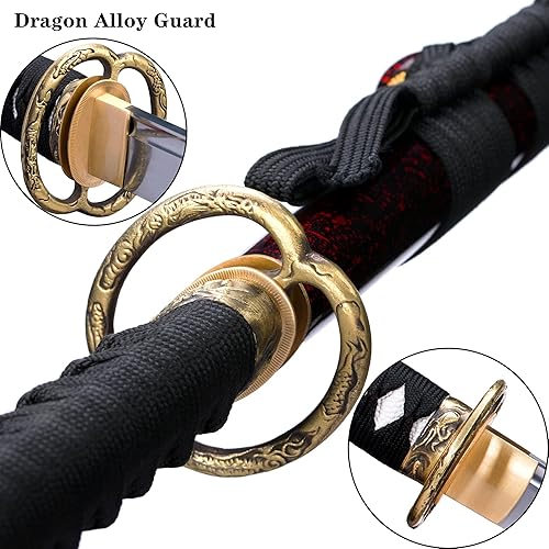 Miniatura 4 de OKSs Katana Sword Real Rayskin Hardwood Saya Handmade Japanese Samurai Sword Can Chop Bamboo