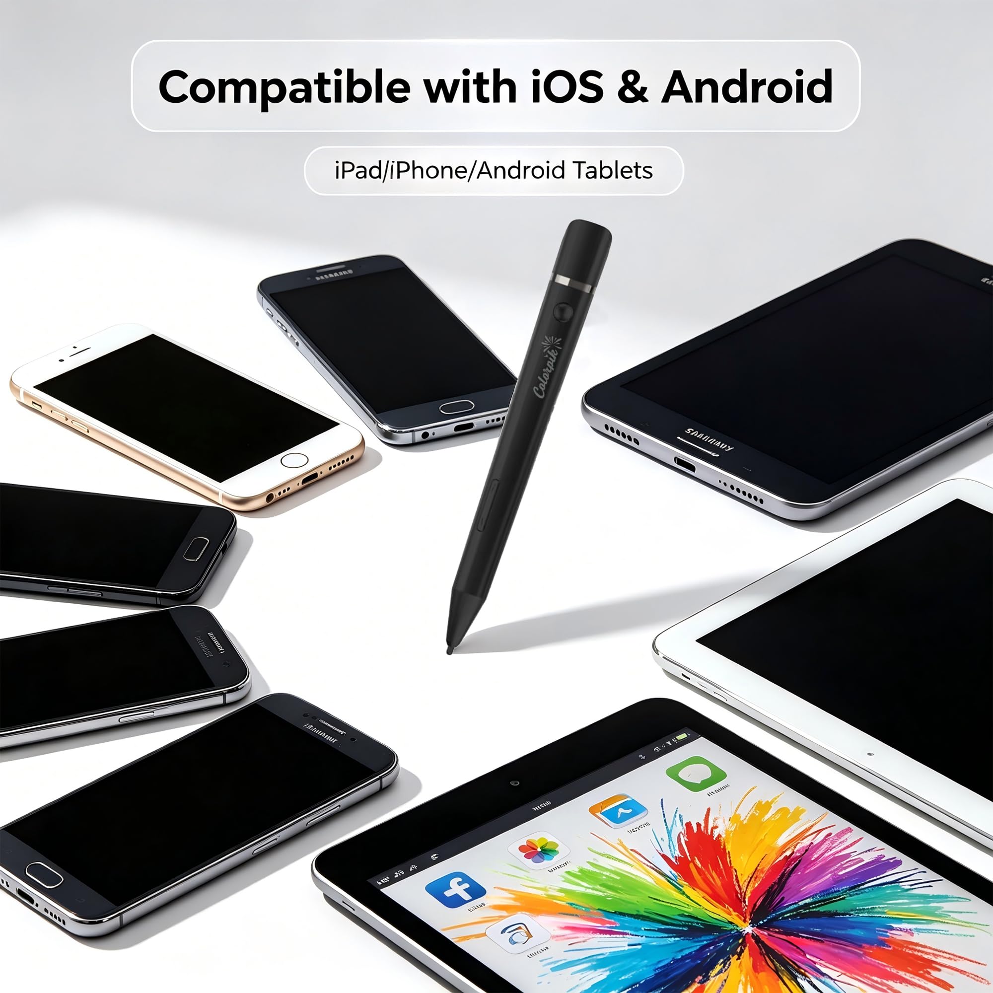 Smart Color Copy - Pennini capacitivi colorati per iPad/iPhone/tablet Android Touchscreen, 16 milioni di colori in 1 penna selezionatrice di colori per disegno digitale, schizzi, pittura, scrittura e