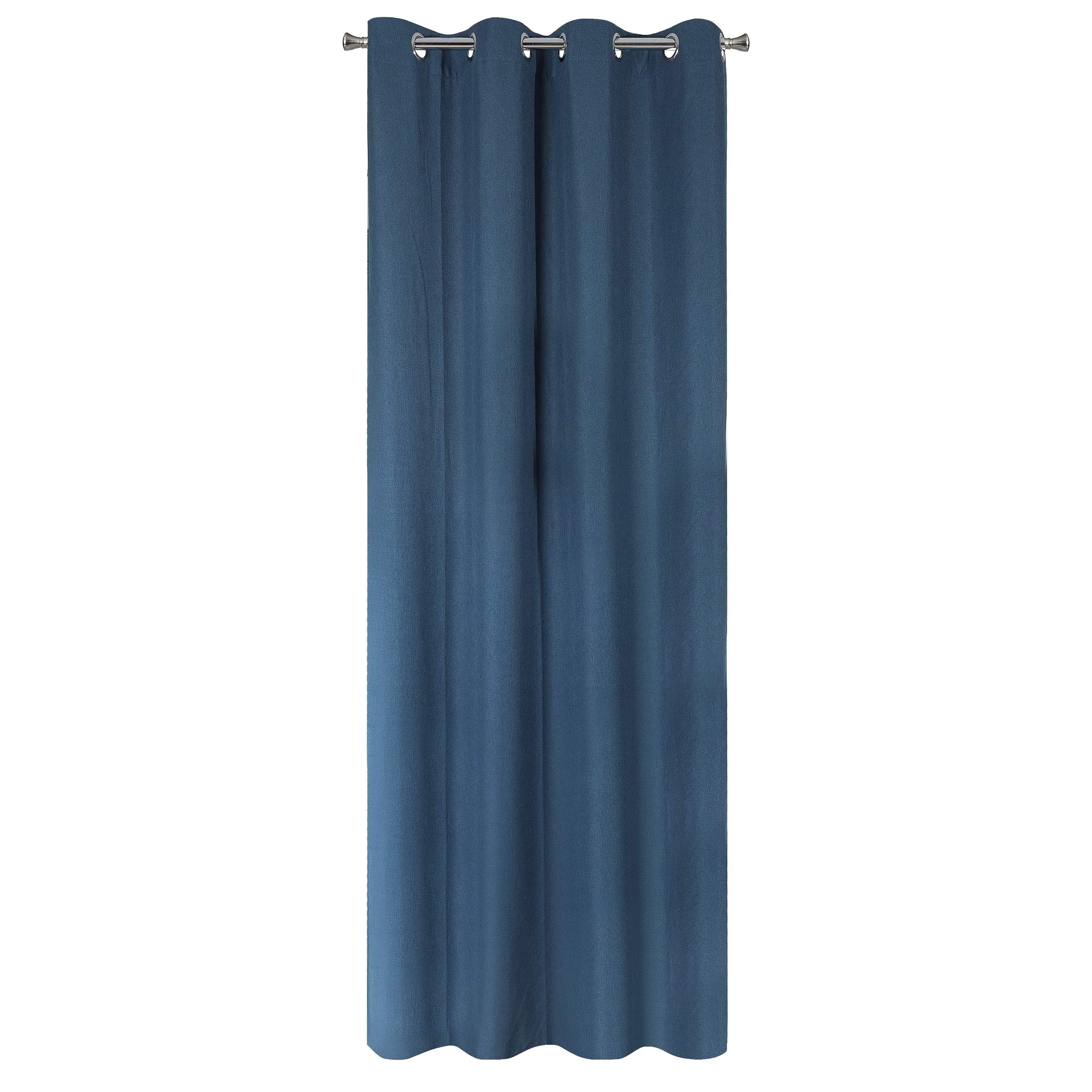 Eurofirany Meltem Jacquard Eyelet Curtain Trendy Simple Elegant Bedroom Living Room Navy Blue 135 x 250 cm
