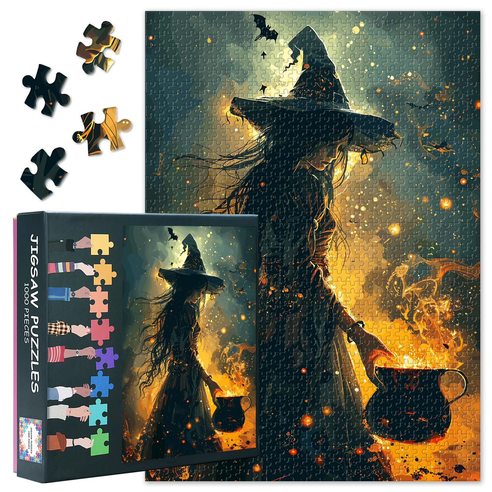 Puzzles for Adults 1000 Pieces, Witch Holding a Bottle of Magic Potion in Her Hand Puzzle, Impossible 1000 Piece Jigsaw Puzzles for Home Wall Decor, 19.5 x 27.5 Inch โ image 1