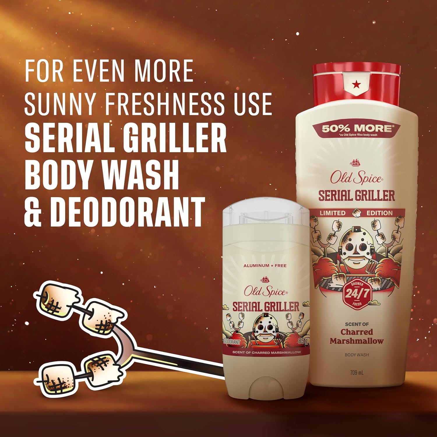 Old Spice Men's Body Wash, Serial Griller, Long Lasting, Cleanse & Refresh, Scent of Charred Marshmallow, 709 mL - Image 9