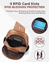 Vista 4 de FADEON Bolso de Hombro Grande para Mujer, Bolso Bandolera de Cuero Diseñador Antirrobo, Riñoneras RFID para Viaje