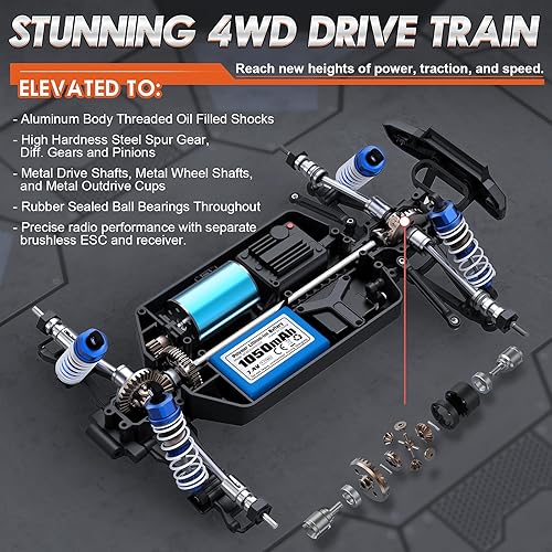 Miniatura 4 de HAIBOXING 16890SA 116 escala 4WD sin escobillas RC Truck Max 40 MPH Fast RC Cars, todos los terrenos RC coches con semi-camión independiente ESC 4X4