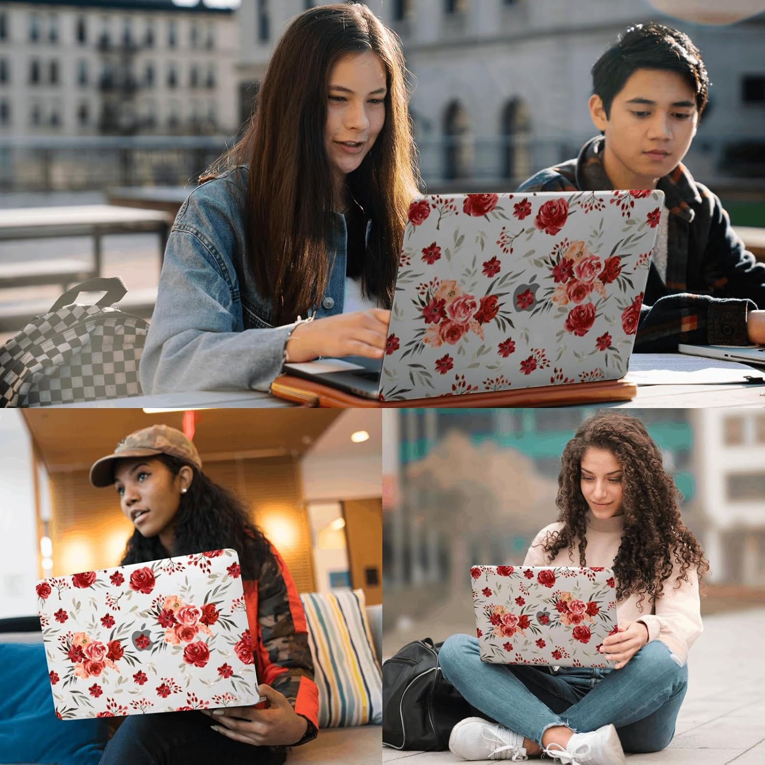 Hard Shell for MacBook Air 15 inch Case M4 M3 M2 2025 2024 2023 A2941 A3114 A3241,Sturdy Protective Laptop Case & Sleeve Bag & Keyboard Cover for Mac Air 15.3,Elegant Rose