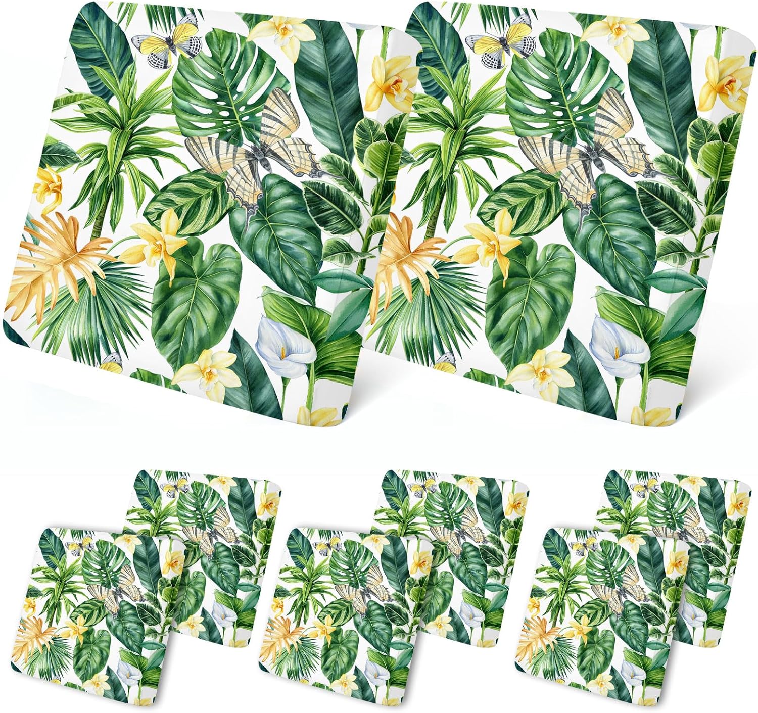Patio Stretch Sofa Cushion Covers Outdoor Cushion Cover Replacement Couch Slipcover Sofa Seat Cover Flexibility Chair Cushion Cover Porch Patio Furniture Protector Cushion Cover (Green leaves, 8pcs)