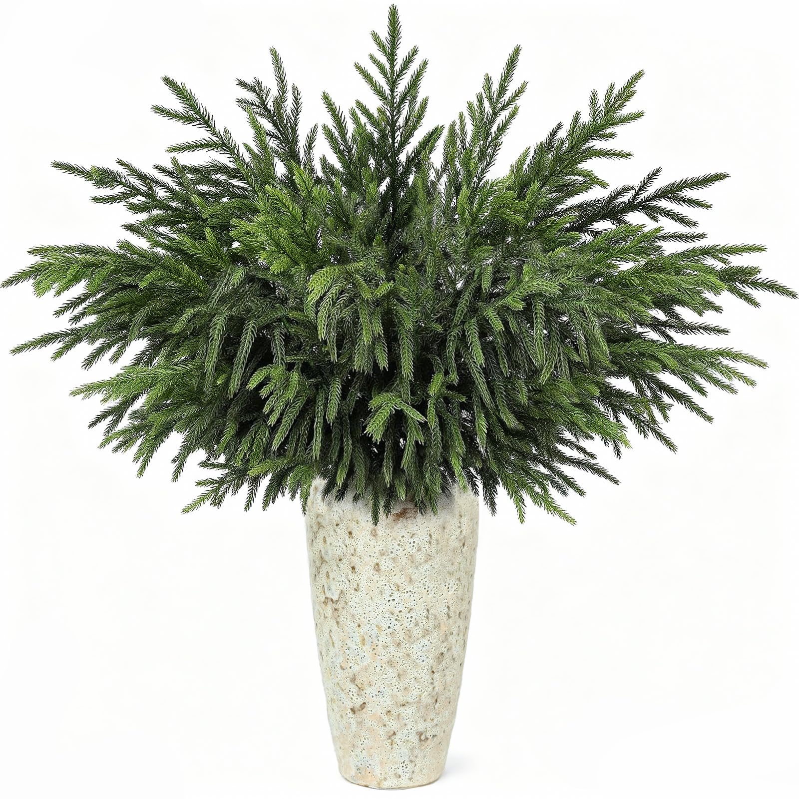 Waipfaru 8 Pcs 36" Real Touch Norfolk Pine Stems, Large Christmas Norfolk Pine Branches, Faux Christmas Greenery Stems Picks Cedar Stems for Vase DIY Crafts Xmas Indoor Outdoor Home Decor