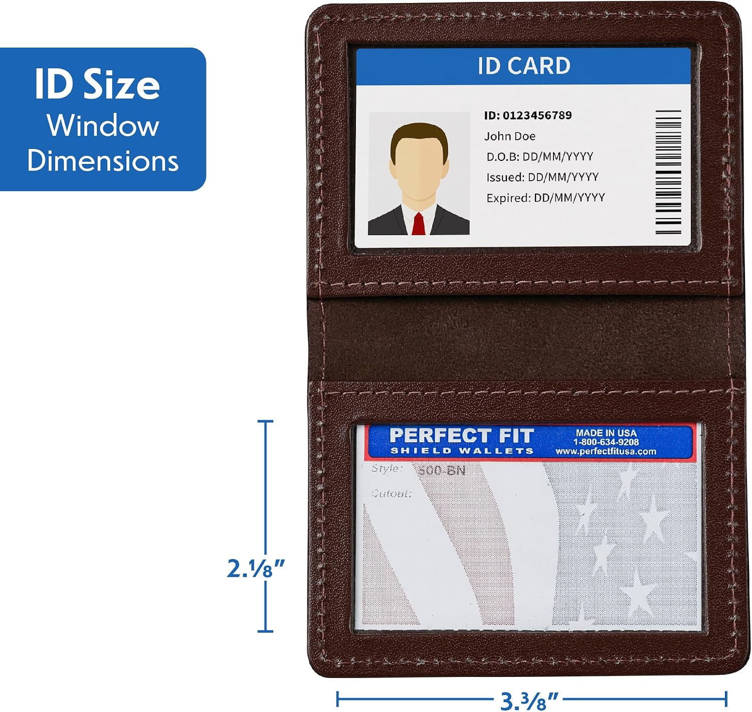 Perfect Fit Shield Wallets Duty Leather 2 ID Leather Bifold License Holder