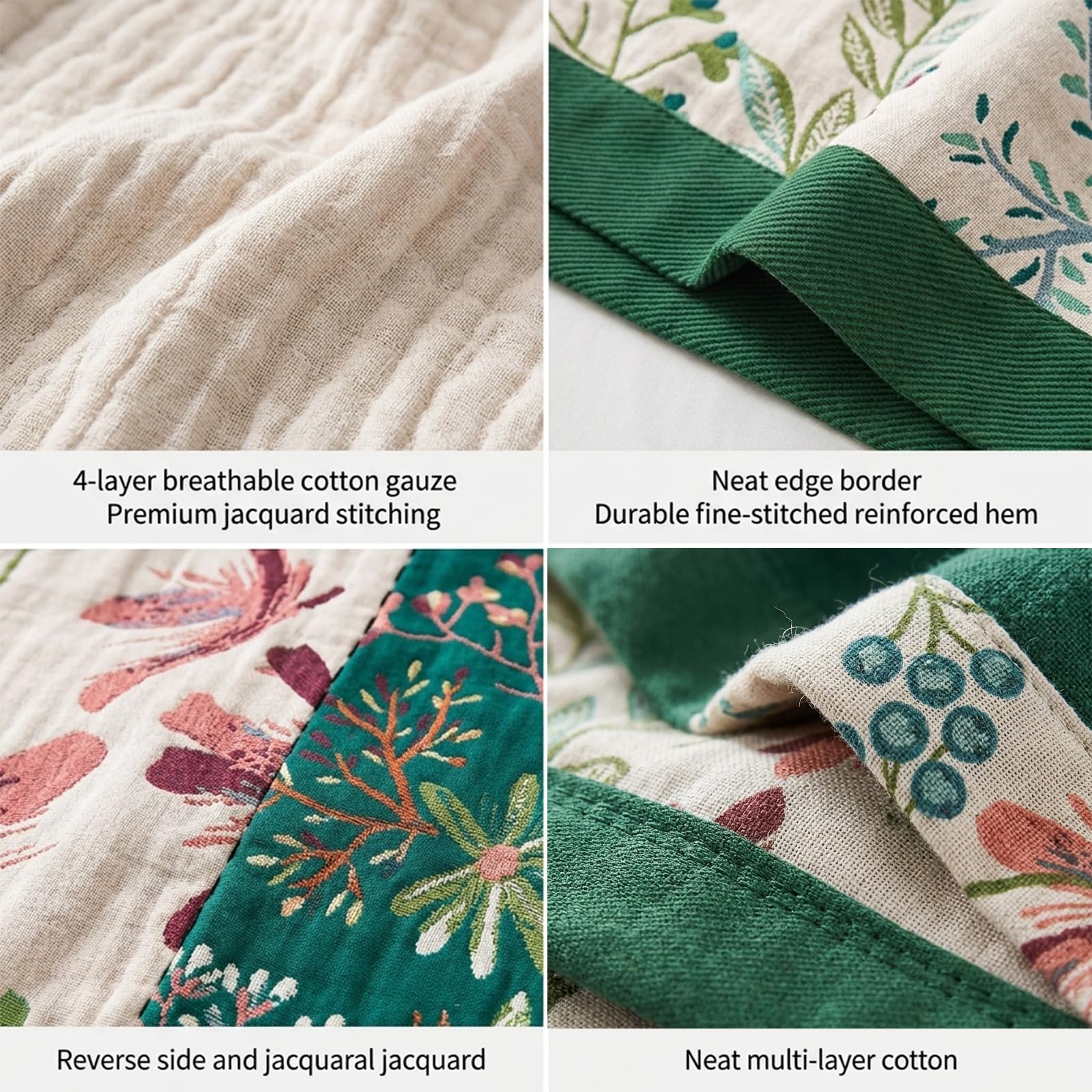 Copriletto boho, 150 x 200 cm, 100% cotone, double face, morbido, per soggiorno, per tutte le stagioni