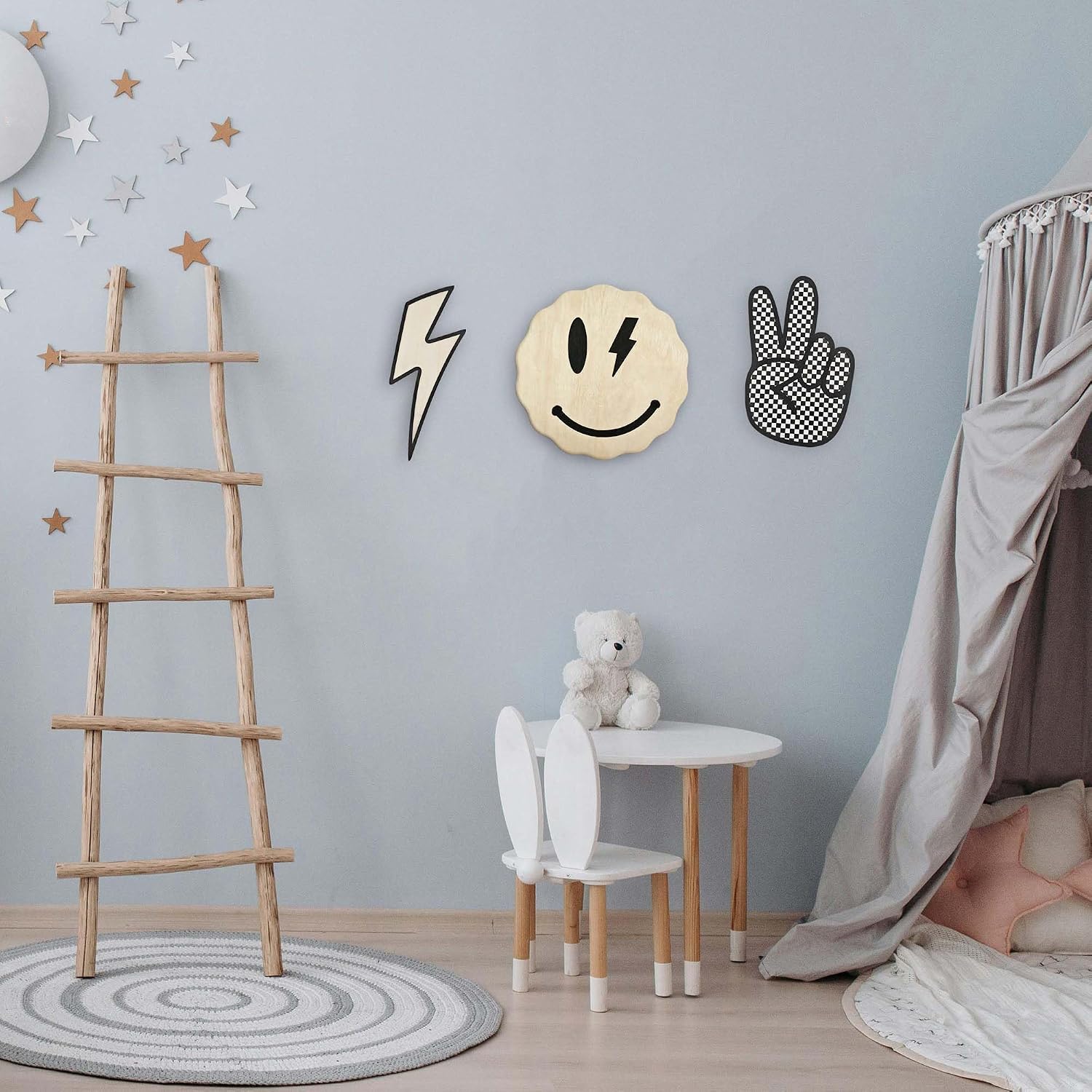 Xedatric Rad Little Dude Peace Sign Room Decor Set of 3