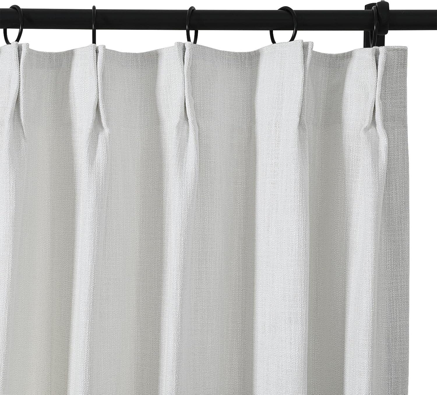 TWOPAGES White Pinch Pleat Curtain for Living Room, Metallic Room Darkening Curtain with Glitter Silver 84 Inch Length, Luxury Privacy Assured Window Curtain for Girls Room, 1 Panel