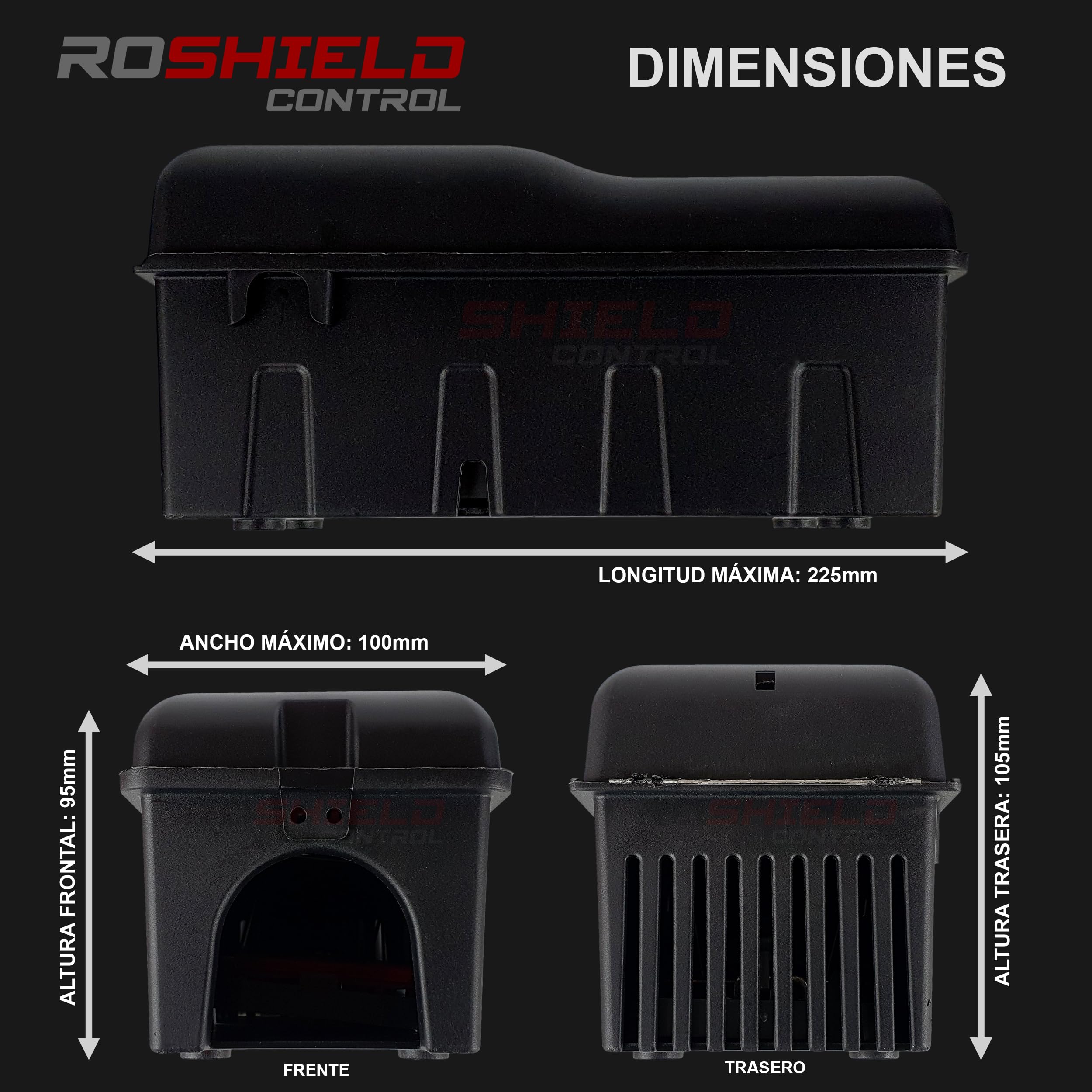 ROSHIELD 2X Trampa para Ratas Caja Matadora - Caja de Seguridad Fácil de Colocar para Hogar, Cobertizo y Garaje Control y Tratamiento (Calidad Profesional, Paquete de 2)