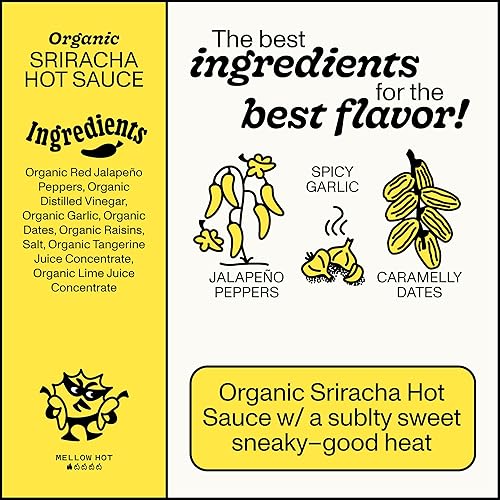 Miniatura 3 de Salsa picante orgánica Sriracha de Yellowbird  Salsa de chile orgánica con jalapeños rojos agave y ajo a base de plantas sin gluten sin OMG cosecha
