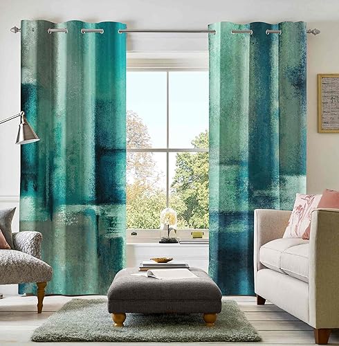 Miniatura 31 de Asuexpect 2 paneles de cortinas abstractas para oscurecer la habitación, con ojales, decoración moderna para ventana de dormitorio y sala de estar,