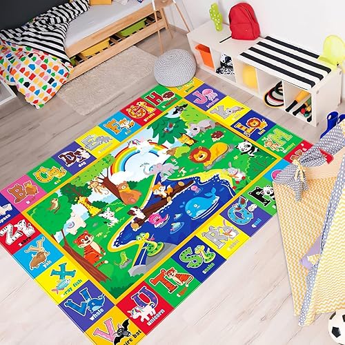Tapete de juego para bebé para piso, tapete para gatear bebé, superficie suave, tapete de juego para bebés, no tóxico, plegable, antideslizante, ABC